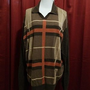 Perry Ellis lightweight multicolor collard sweater